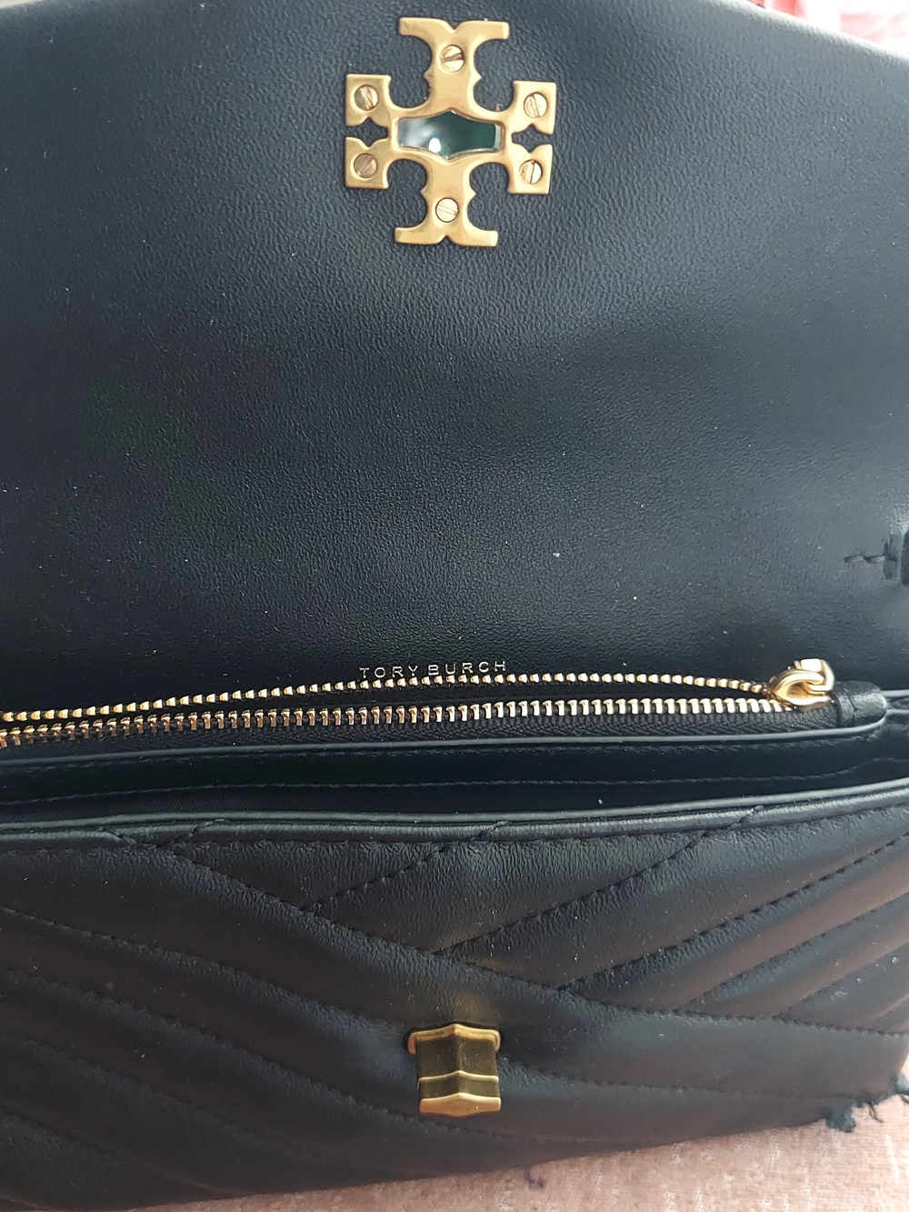 Tory Burch Black Quilted Leather Chain Strap Crossbody with Gold Logo - Picture 4 of 4